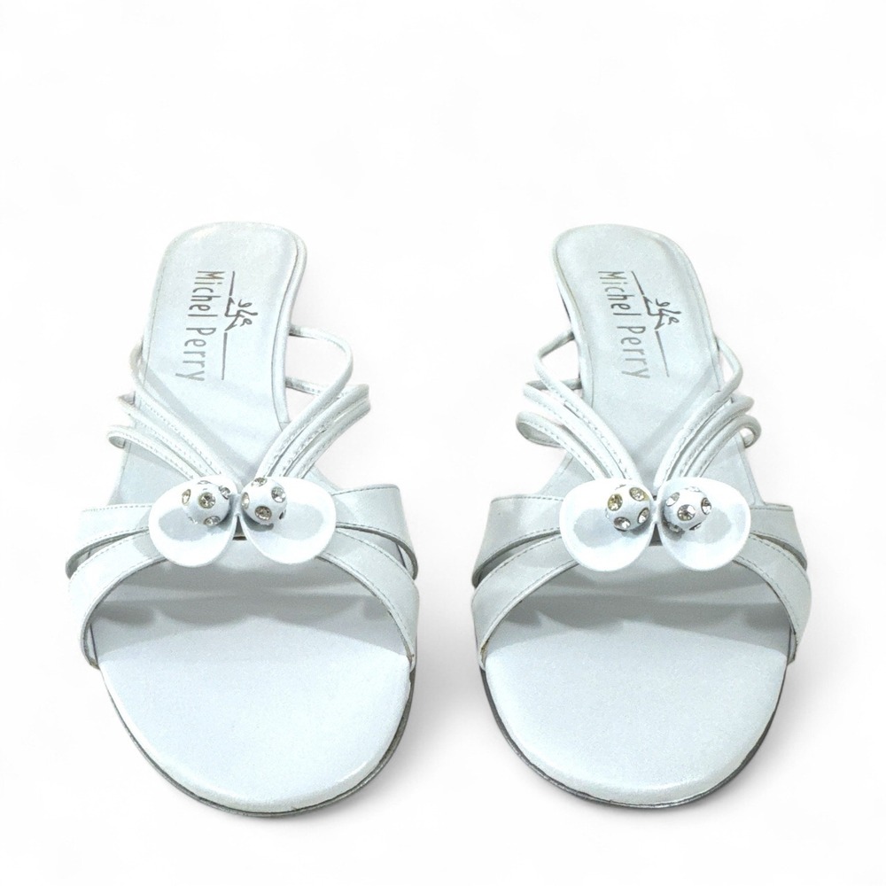 Michel Perry Capretto Bianco EU 38/US 8 Sandals Designer Made in Italy White NIB
